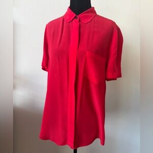 Madewell Silk Red Short Sleeve Blouse